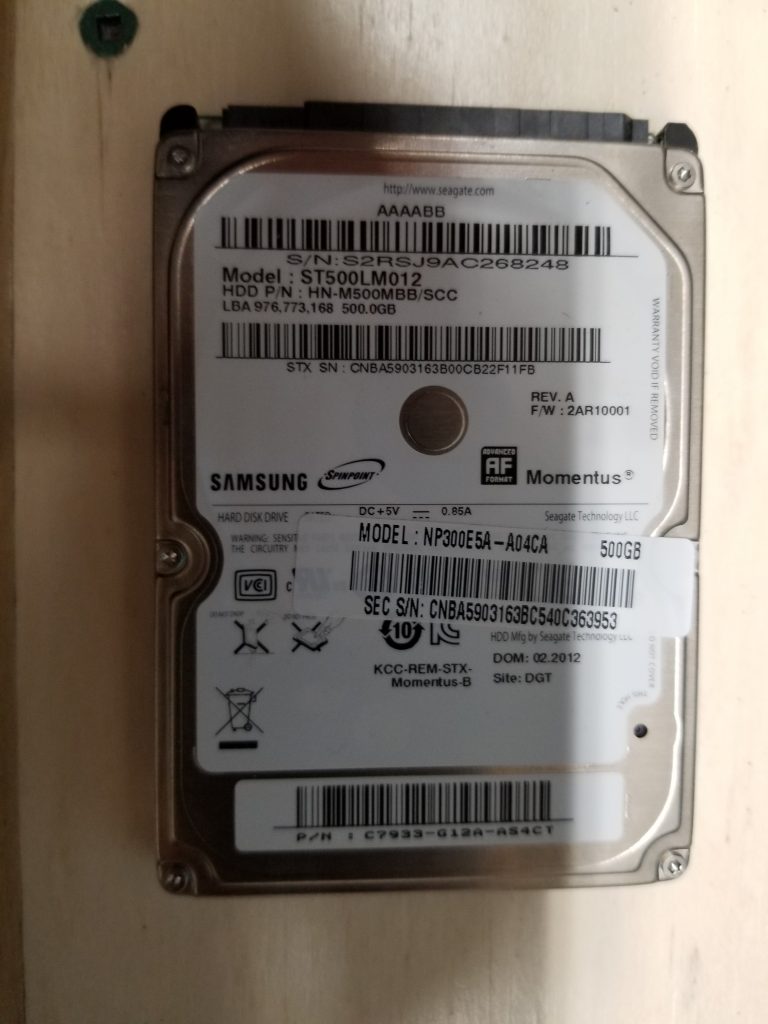 Samsung 500gb SATA Harddrive